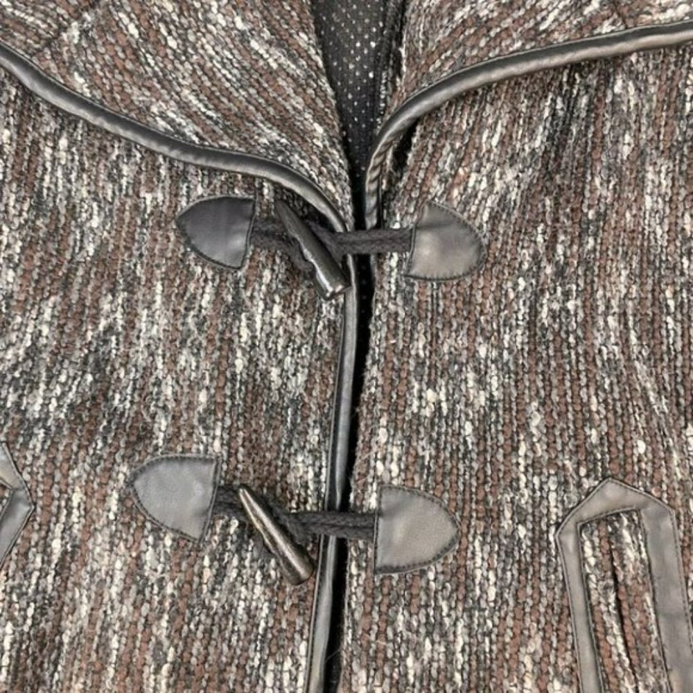 NORTHERN Reflections Brown Black Wool Blend Toggle Closure Pea Coat - Picture 12 of 13